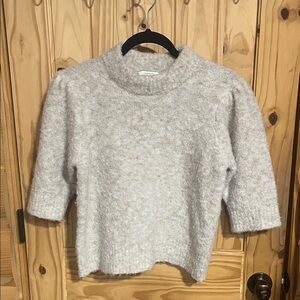 Molly Bracken Soft Cream Cowl Neck Puff Sleeve Sweater